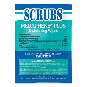 SCRUBS® Medaphene Disinfectant Wet Wipes, 6 X 8, White, Individually Wrapped Foil Packets, 100-carton freeshipping - TVN Wholesale